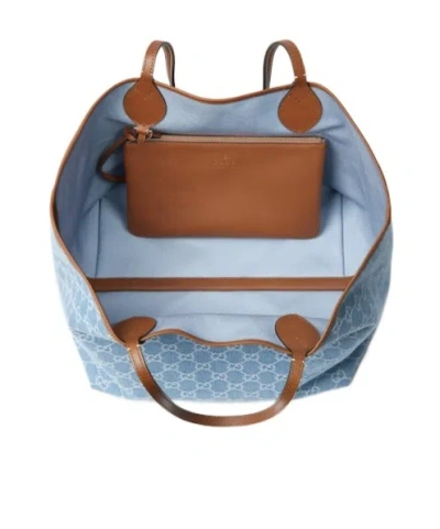 Gucci Totissima Monogram-pattern Denim Tote Bag In Blue