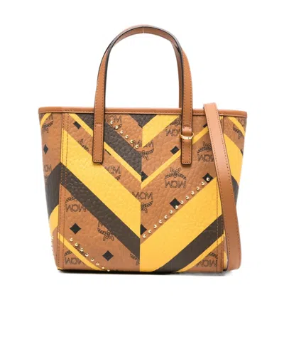 Mcm Studded Toni Top-zip Shopper In Mega Herringbone Visetos In Multi