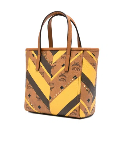 Mcm Studded Toni Top-zip Shopper In Mega Herringbone Visetos In Multi