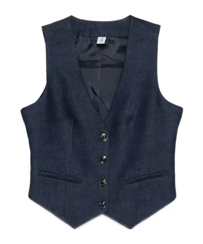 Liu •jo Liu Jo Deep V-neck Sleeveless Jacket In Blue