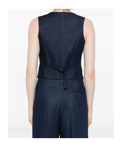 Liu •jo Liu Jo Deep V-neck Sleeveless Jacket In Blue