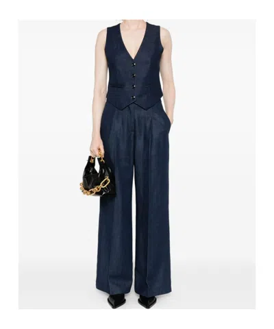 Liu •jo Liu Jo Deep V-neck Sleeveless Jacket In Blue