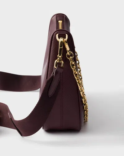 Prada Re-edition 2005 Re-nylon Bag With Saffiano Mini Bag In Burgundy