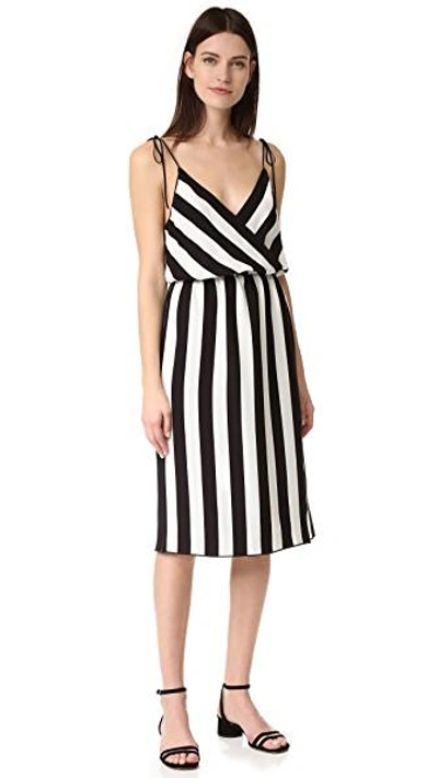 Shop Marc Jacobs Stripe Crossover Cami Dress In Black/parchment