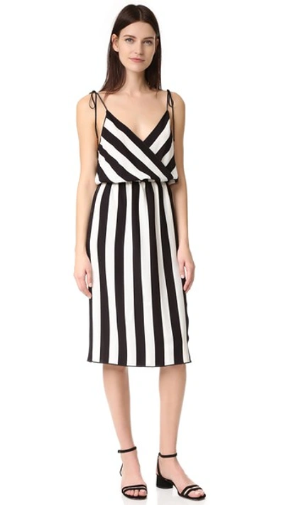 Shop Marc Jacobs Stripe Crossover Cami Dress In Black/parchment
