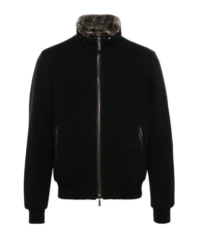 Moorer Beautiful Cashmere And Silk Bomber Jackets In Black