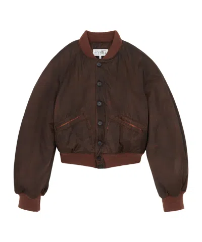 Mm6 Maison Margiela Bomber Jacket With Raglan Sleeves And Pockets In Brown