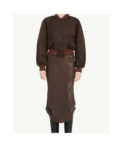 Mm6 Maison Margiela Bomber Jacket With Raglan Sleeves And Pockets In Brown