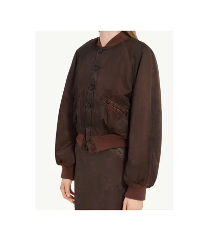 Mm6 Maison Margiela Bomber Jacket With Raglan Sleeves And Pockets In Brown
