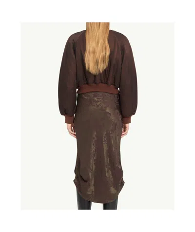 Mm6 Maison Margiela Bomber Jacket With Raglan Sleeves And Pockets In Brown