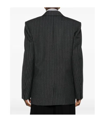 Saint Laurent Cassandre Double-breasted Jacket In Gray