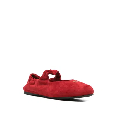 Miu Miu Round Toe Ballet Shoes In Red
