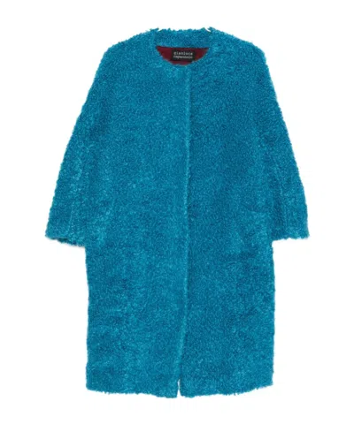 Gianluca Capannolo Round-neck Long-sleeve Coat In Blue