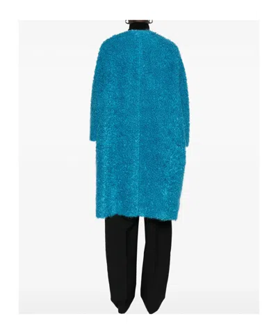 Gianluca Capannolo Round-neck Long-sleeve Coat In Blue
