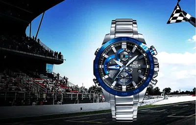 Casio Quartz Edifice Solar Powered Stainless Steel Strap Waterproof Sports Mens Silver Analog