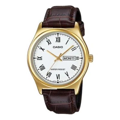 Casio Retro Fashion Business Analog Watch 'gold White Brown' In Multi