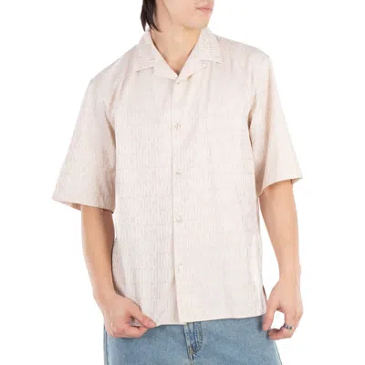 Moschino Signature Logo Jacquard Cotton Shirt In Neutral