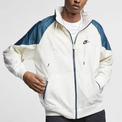 Nike Sportswear Wind Runner Colorblock Hooded Long Sleeves Jacket Green White In Multi
