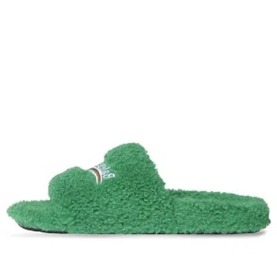 Balenciaga Furry Slides 'green' In Multi
