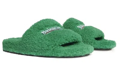 Balenciaga Furry Slides 'green' In Multi
