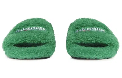 Balenciaga Furry Slides 'green' In Multi