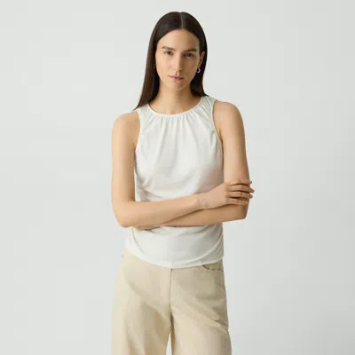 Theory Shirred Top In Soft Rib In White
