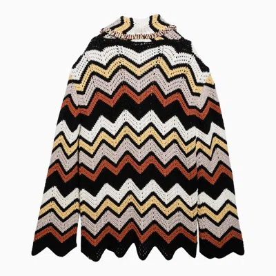 Alanui Men's Cardigan In Crochet Zig Zag Multicolore In Multi