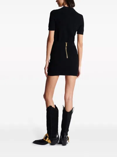 Balmain Women's 6-button Fine-knit Mini Skirt In Black
