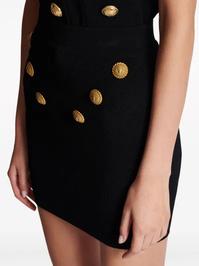 Balmain Women's 6-button Fine-knit Mini Skirt In Black