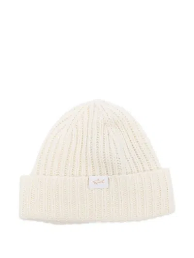 Paul & Shark Ribbed Wool Blend Beanie Accessories In Nude