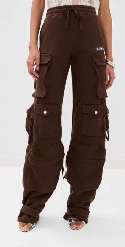 Attico Cotton Jersey Cargo Sweatpants In Brown