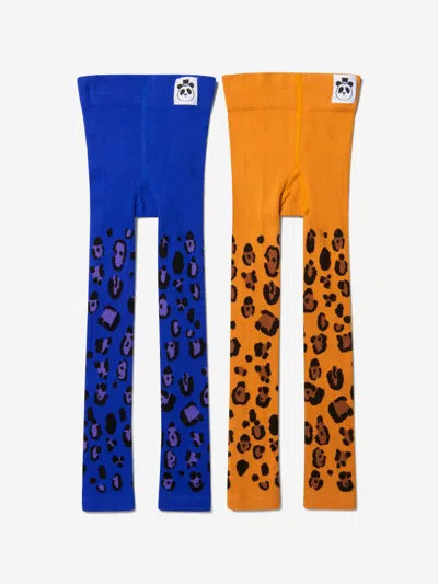 Mini Rodini Girls Organic Cotton Leopard Leggings (2 Pack) In Multi