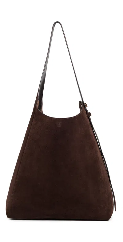 Tory Burch Romy Suede Hobo Bag Dark Cocoa In Brown