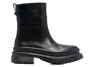 Pre-owned Valentino Garavani Men's Valentino Rockstud Almondtoe Ankle Boots Sneakers In Black