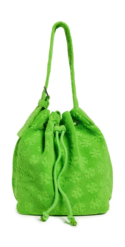 Tory Burch Borsa A Secchiello In Spugna Verde Prato Donna