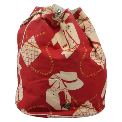 Pre-owned Chanel Coco Mark Red Canvas Shoulder Bag ()