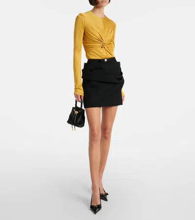 Versace Responsible Wool Mini Skirt With Medusa Detail In Black