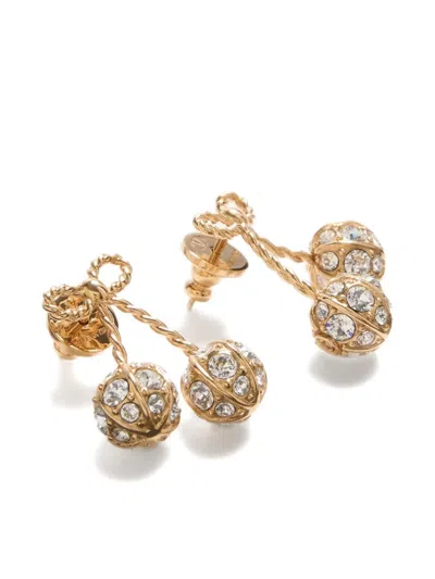 Valentino Womens Oro Crystal Cherryfic Metal And Swarovski Crystal Earrings In Metallic