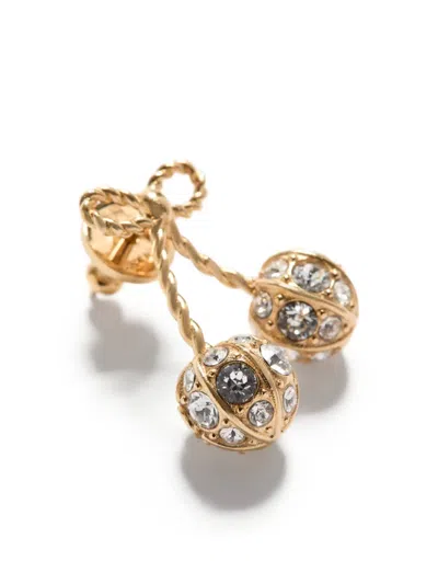 Valentino Womens Oro Crystal Cherryfic Metal And Swarovski Crystal Earrings In Metallic