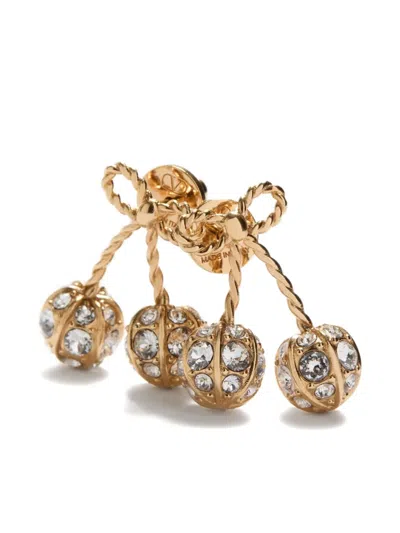 Valentino Womens Oro Crystal Cherryfic Metal And Swarovski Crystal Earrings In Metallic
