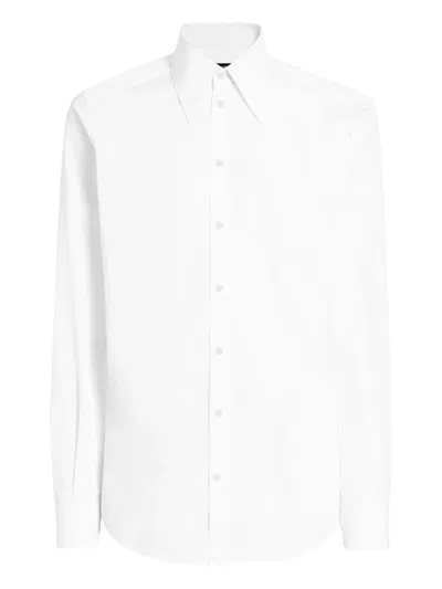 Dolce & Gabbana White Cotton Formal Dress Top Sicilia Shirt In Purple