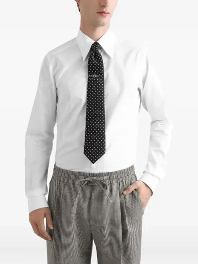 Dolce & Gabbana White Cotton Formal Dress Top Sicilia Shirt In Purple