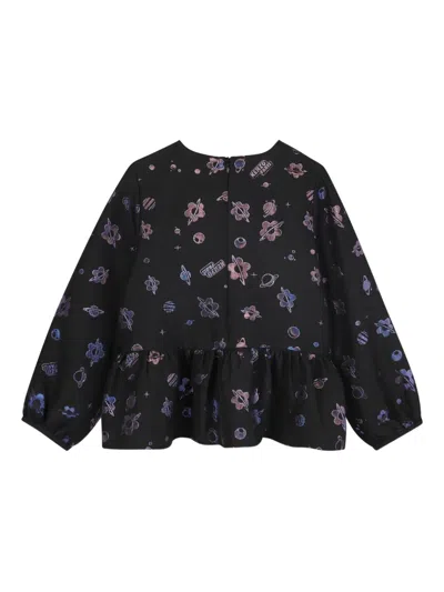 Kenzo Patterned-jacquard Blouse In Black
