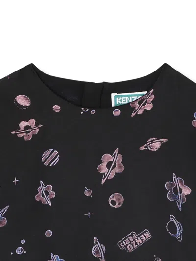 Kenzo Patterned-jacquard Blouse In Black