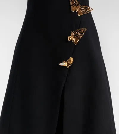 Oscar De La Renta Embellished Wool-blend Cocktail Dress In Black