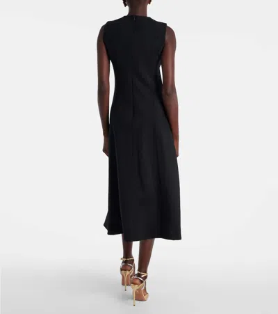 Oscar De La Renta Embellished Wool-blend Cocktail Dress In Black