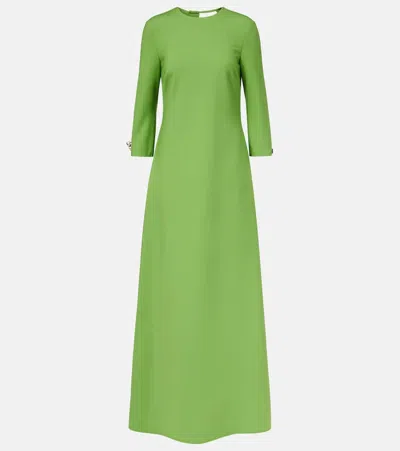Oscar De La Renta Embellished Open-back Wool-blend Kaftan In Green
