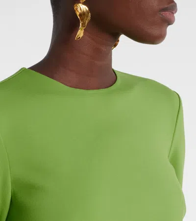 Oscar De La Renta Embellished Open-back Wool-blend Kaftan In Green