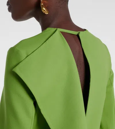 Oscar De La Renta Embellished Open-back Wool-blend Kaftan In Green