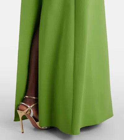 Oscar De La Renta Embellished Open-back Wool-blend Kaftan In Green